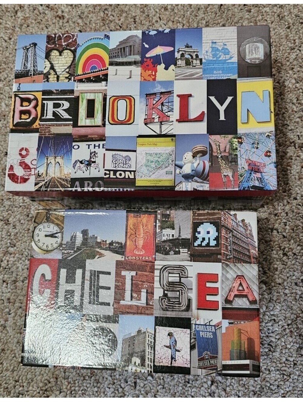 set of 2 New York modern decorative boxes -Brooklyn and Chelsea -10x7x5 & 9x6x4